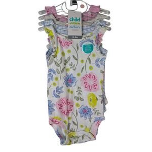 New Carter's Child of Mine Girls Set of 4 Bodysuits Size 0-3M 100% Cotton